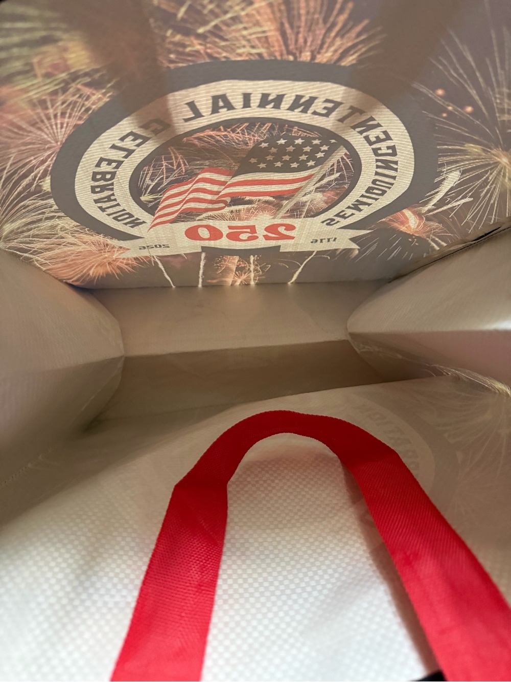 NWT NEW Reusable July 4 Centennial Celebration 250 Tote Bag Red Handle Grocery - Picture 4 of 4